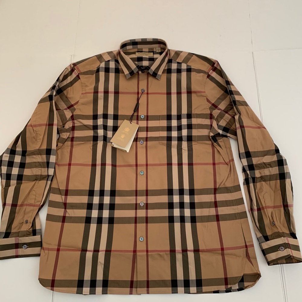 BURBERRY London England Check Men’s Shirt Khaki XL